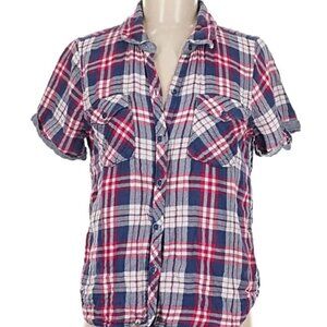 Faherty, women’s Plaid Short Sleeve Button-Up Shirt, medium